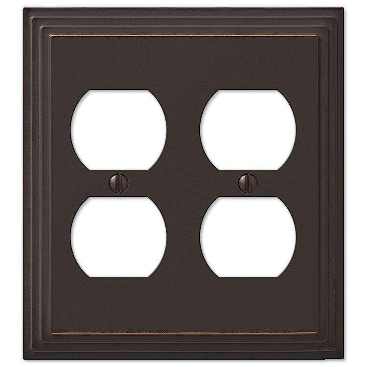 Steps Aged Bronze 2 Duplex Outlet - Wallplatesonline.com