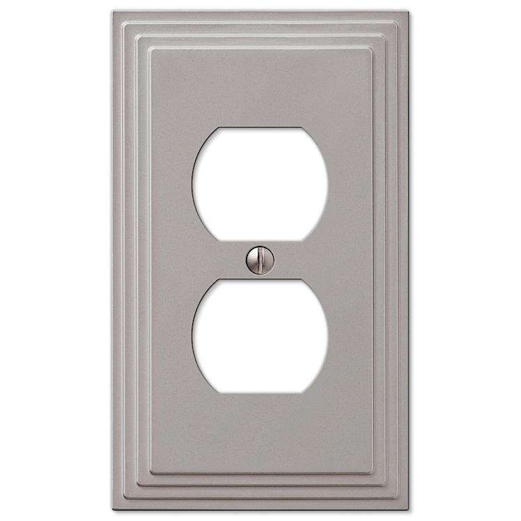 Steps Satin Nickel 1 Duplex Outlet - Wallplatesonline.com