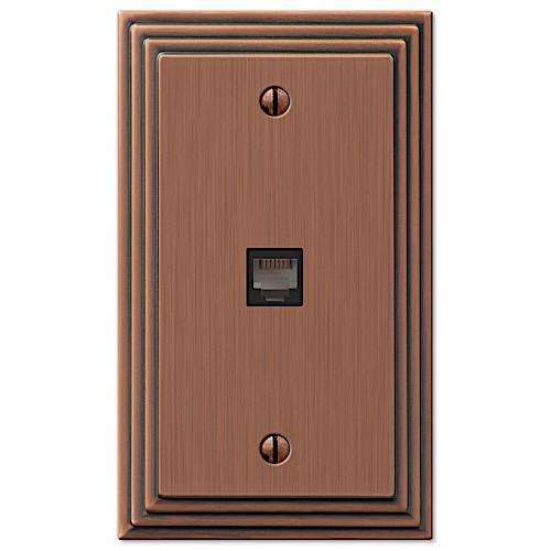 Steps Antique Copper 1 Phone Jack with Hardware - Wallplatesonline.com