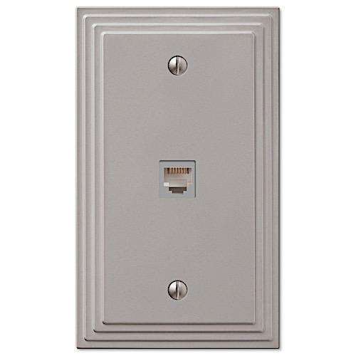 Steps Satin Nickel 1 Phone Jack with Hardware - Wallplatesonline.com