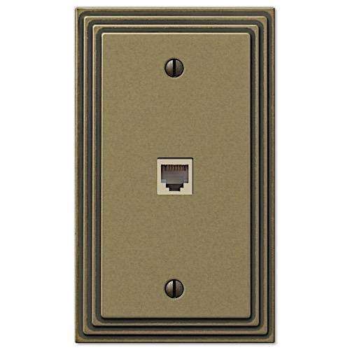 Steps Antique Brass 1 Phone Jack with Hardware - Wallplatesonline.com