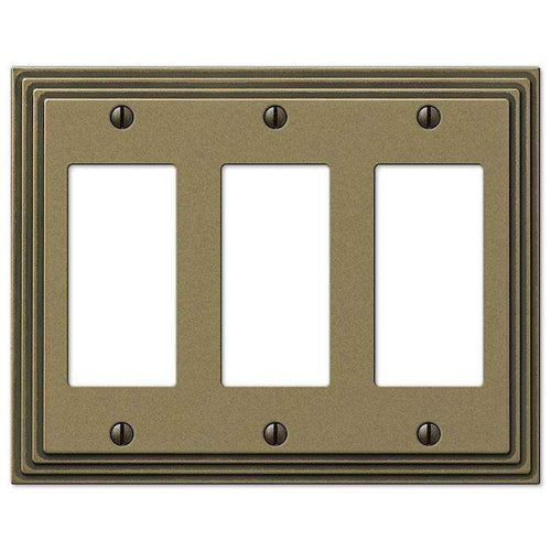 Steps Antique Brass 3 Rocker (GFI) - Wallplatesonline.com