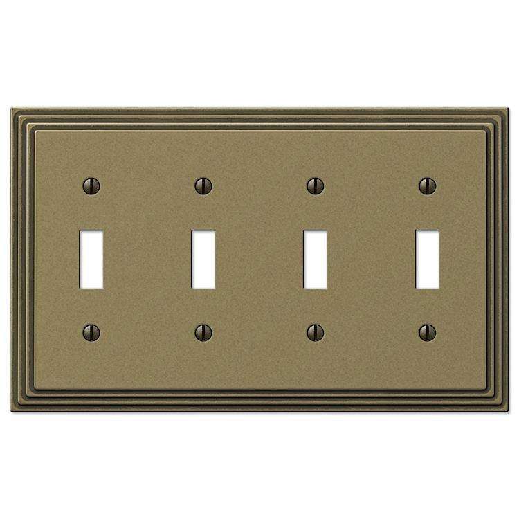 Steps Antique Brass 4 Toggle - Wallplatesonline.com