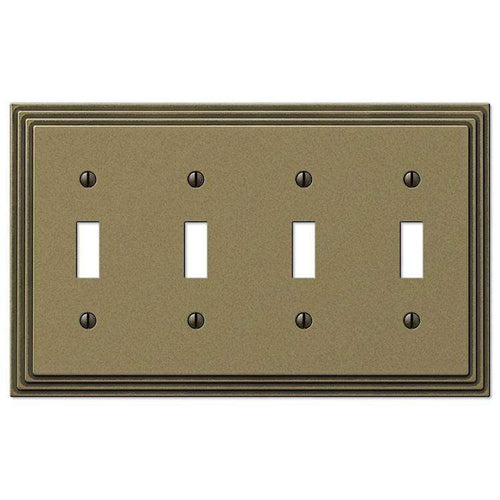 Steps Antique Brass 4 Toggle - Wallplatesonline.com