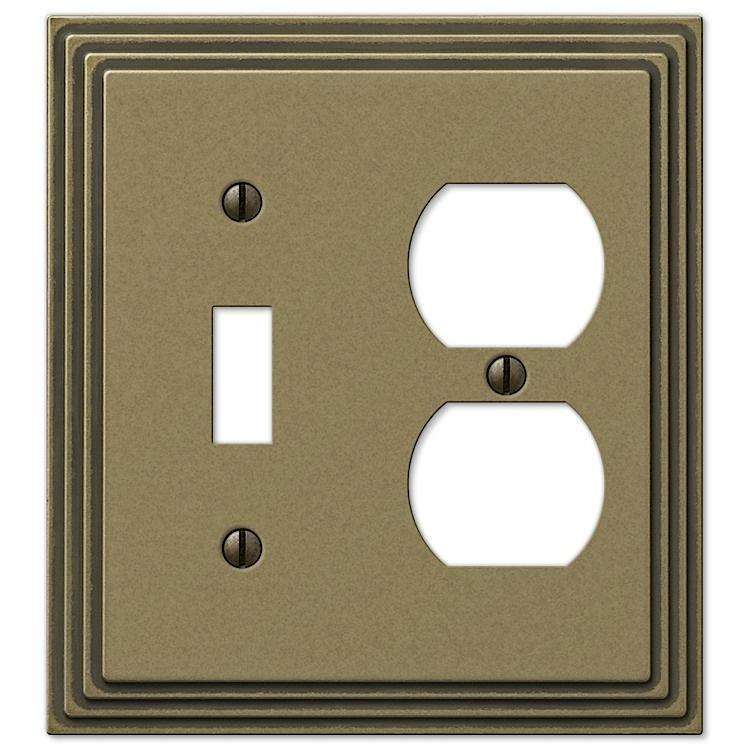 Steps Antique Brass Toggle / Duplex Outlet - Wallplatesonline.com