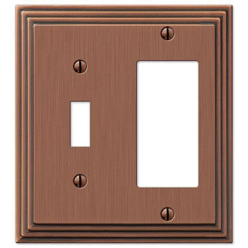 Steps Antique Copper Toggle / 1 Rocker (GFI) - Wallplatesonline.com