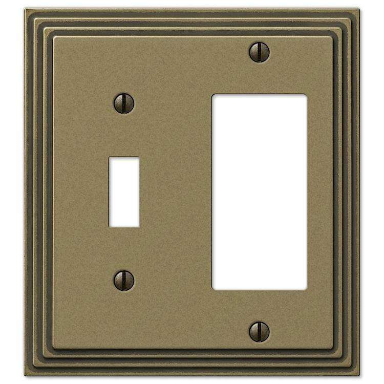 Steps Antique Brass Toggle / 1 Rocker (GFI) - Wallplatesonline.com