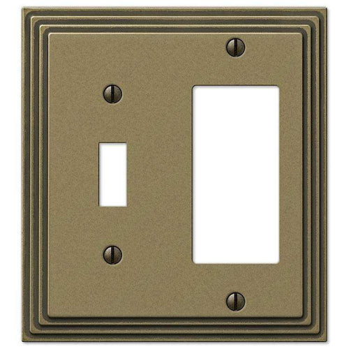 Steps Antique Brass Toggle / 1 Rocker (GFI) - Wallplatesonline.com