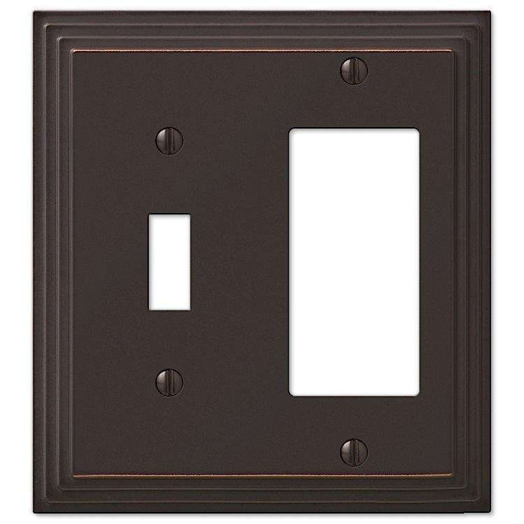 Steps Aged Bronze Toggle / 1 Rocker (GFI) - Wallplatesonline.com