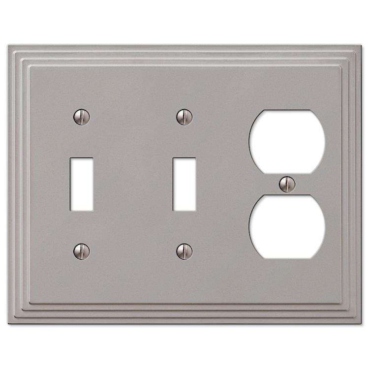 Steps Satin Nickel 2 Toggle / Duplex Outlet - Wallplatesonline.com
