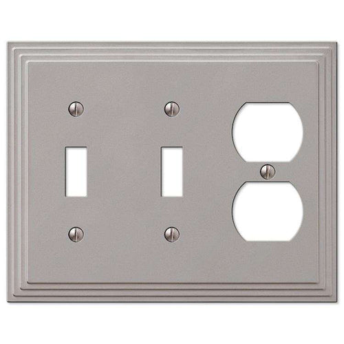 Steps Satin Nickel 2 Toggle / Duplex Outlet - Wallplatesonline.com