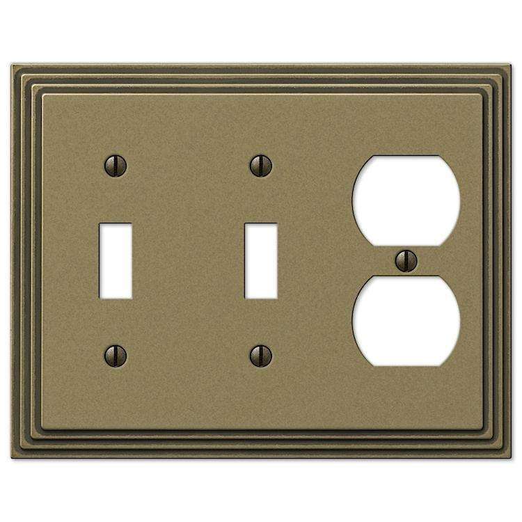 Steps Antique Brass 2 Toggle / Duplex Outlet - Wallplatesonline.com