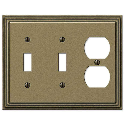 Steps Antique Brass 2 Toggle / Duplex Outlet - Wallplatesonline.com