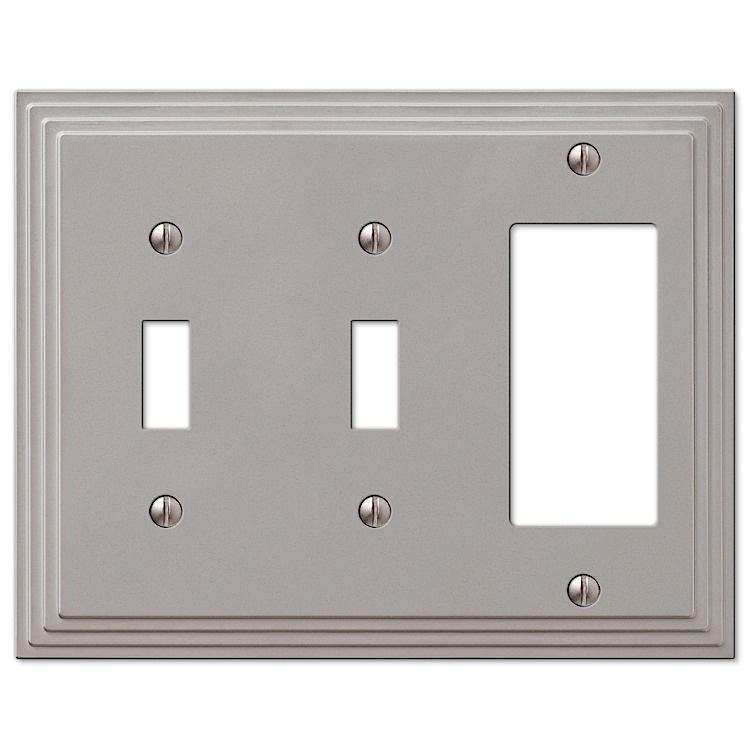 Steps Satin Nickel 2 Toggle / 1 Rocker (GFI) - Wallplatesonline.com