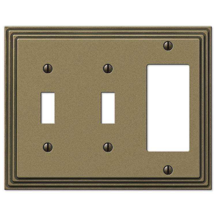 Steps Antique Brass 2 Toggle / 1 Rocker (GFI) - Wallplatesonline.com