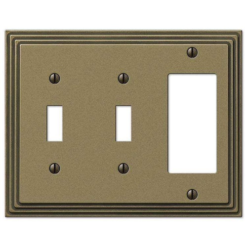 Steps Antique Brass 2 Toggle / 1 Rocker (GFI) - Wallplatesonline.com