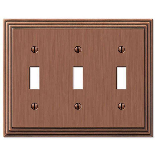 Steps Antique Copper Triple Toggle - Wallplatesonline.com