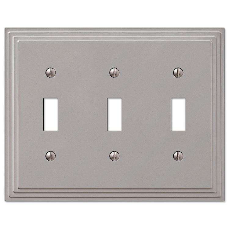 Steps Satin Nickel Triple Toggle - Wallplatesonline.com