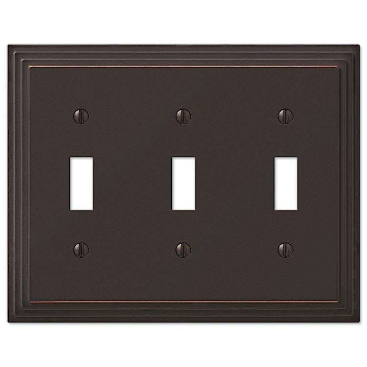 Steps Aged Bronze Triple Toggle - Wallplatesonline.com