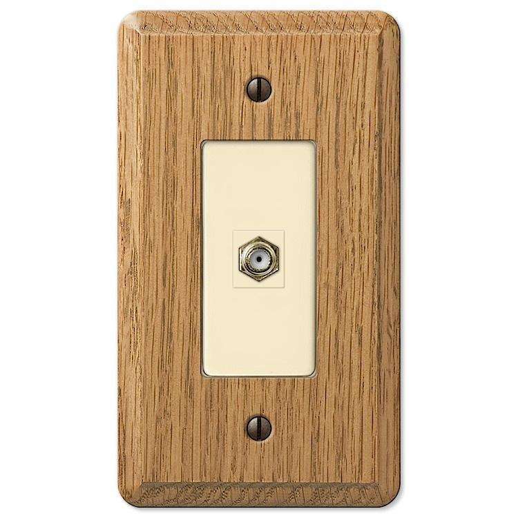 Contemporary Light Oak 1 Cable TV with Hardware - Wallplatesonline.com