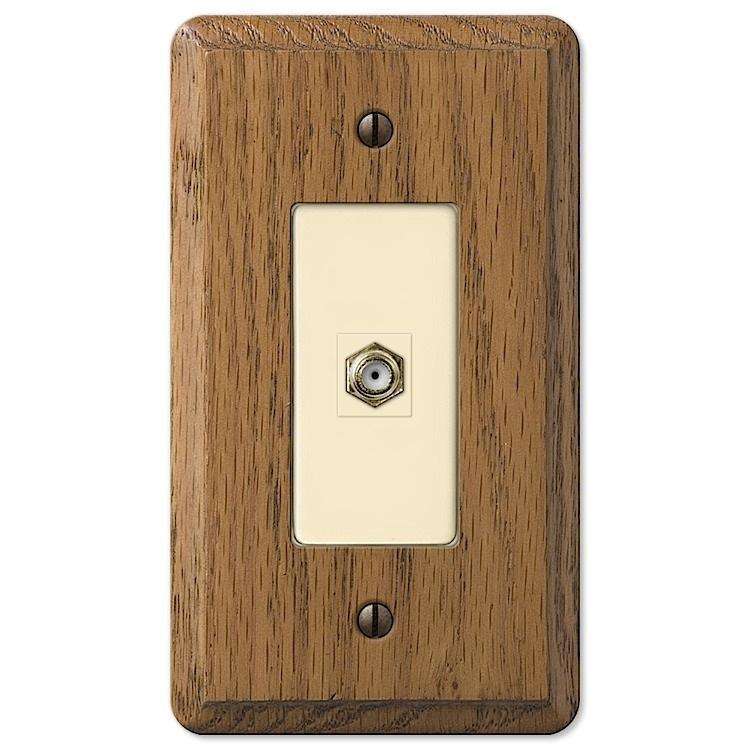 Contemporary Medium Oak 1 Cable TV with Hardware - Wallplatesonline.com