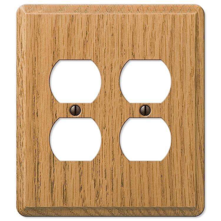 Contemporary Light Oak 2 Duplex Outlet - Wallplatesonline.com