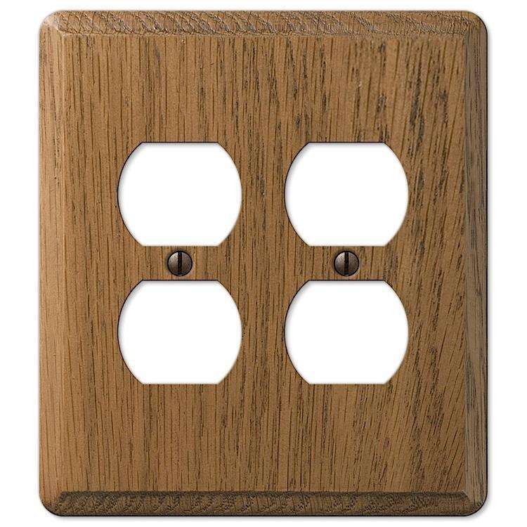 Contemporary Medium Oak 2 Duplex Outlet - Wallplatesonline.com