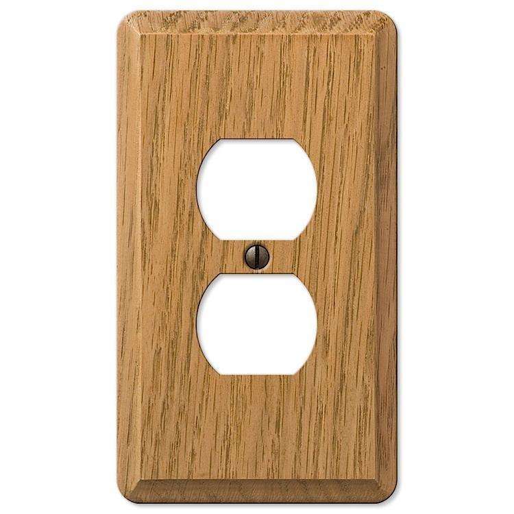Contemporary Light Oak 1 Duplex Outlet - Wallplatesonline.com
