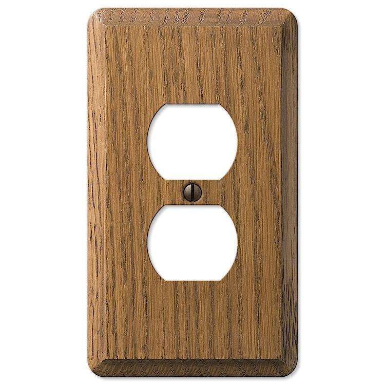 Contemporary Medium Oak 1 Duplex Outlet - Wallplatesonline.com