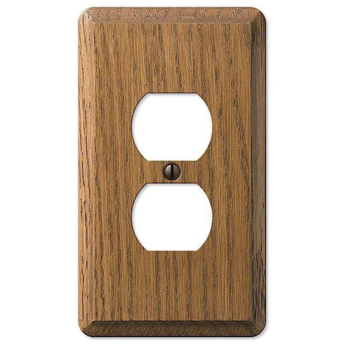 Contemporary Medium Oak 1 Duplex Outlet - Wallplatesonline.com