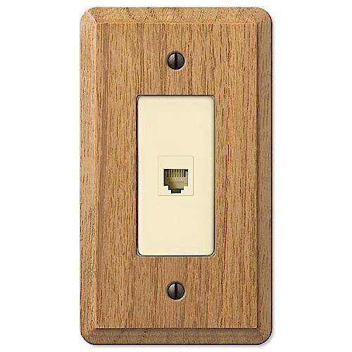 Contemporary Light Oak 1 Phone Jack with Hardware - Wallplatesonline.com