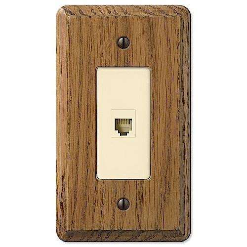 Contemporary Medium Oak 1 Phone Jack with Hardware