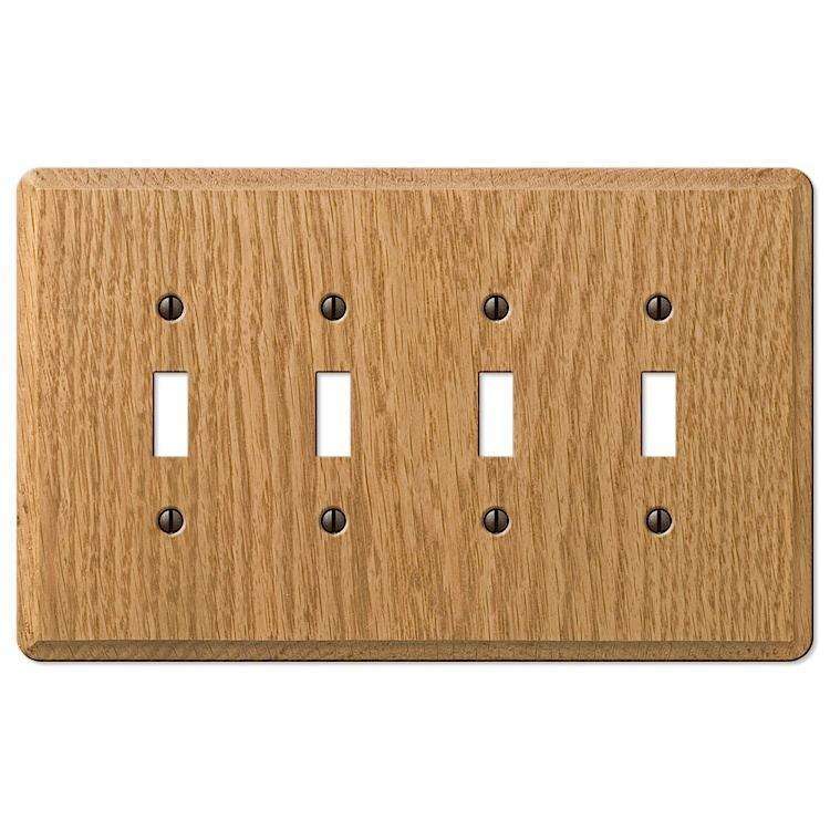 Contemporary Light Oak 4 Toggle - Wallplatesonline.com