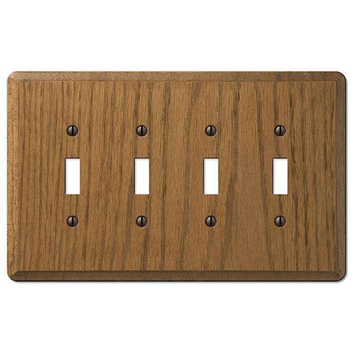 Contemporary Medium Oak 4 Toggle - Wallplatesonline.com