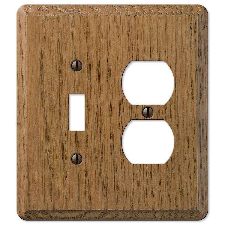 Contemporary Medium Oak Toggle / Duplex Outlet - Wallplatesonline.com
