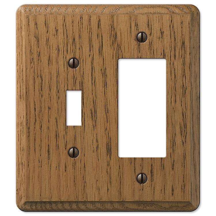 Contemporary Medium Oak Toggle / 1 Rocker (GFI) - Wallplatesonline.com