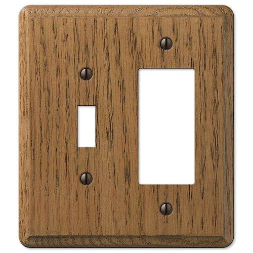 Contemporary Medium Oak Toggle / 1 Rocker (GFI) - Wallplatesonline.com