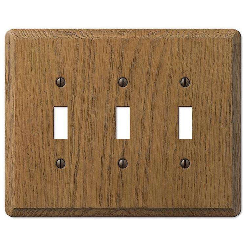 Contemporary Medium Oak Triple Toggle - Wallplatesonline.com