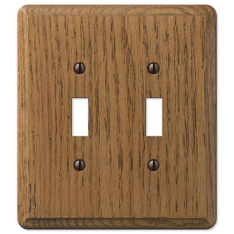 Contemporary Medium Oak Double Toggle - Wallplatesonline.com