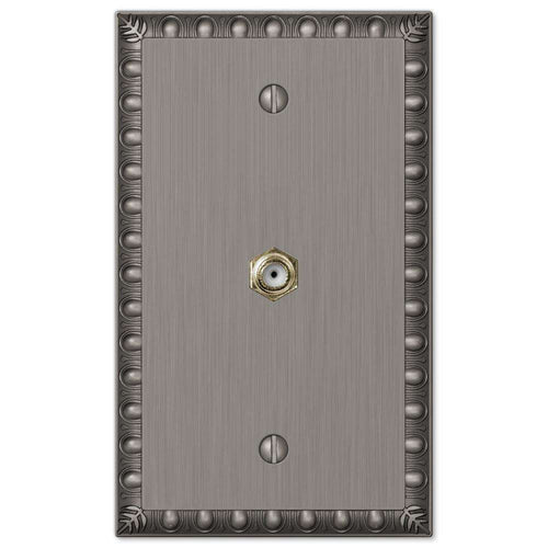 Egg & Dart Antique Nickel 1 Cable TV with Hardware - Wallplatesonline.com