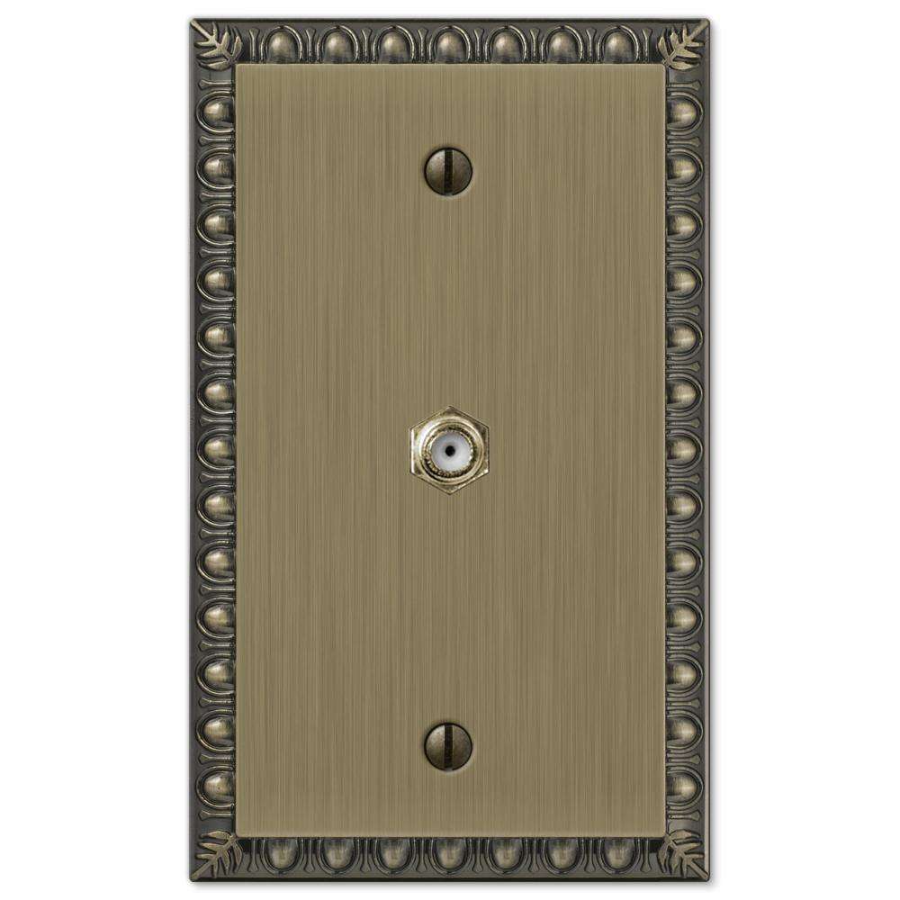 Egg & Dart Antique Brass 1 Cable TV with Hardware