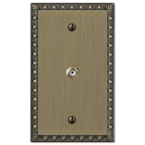 Egg & Dart Antique Brass 1 Cable TV with Hardware - Wallplatesonline.com