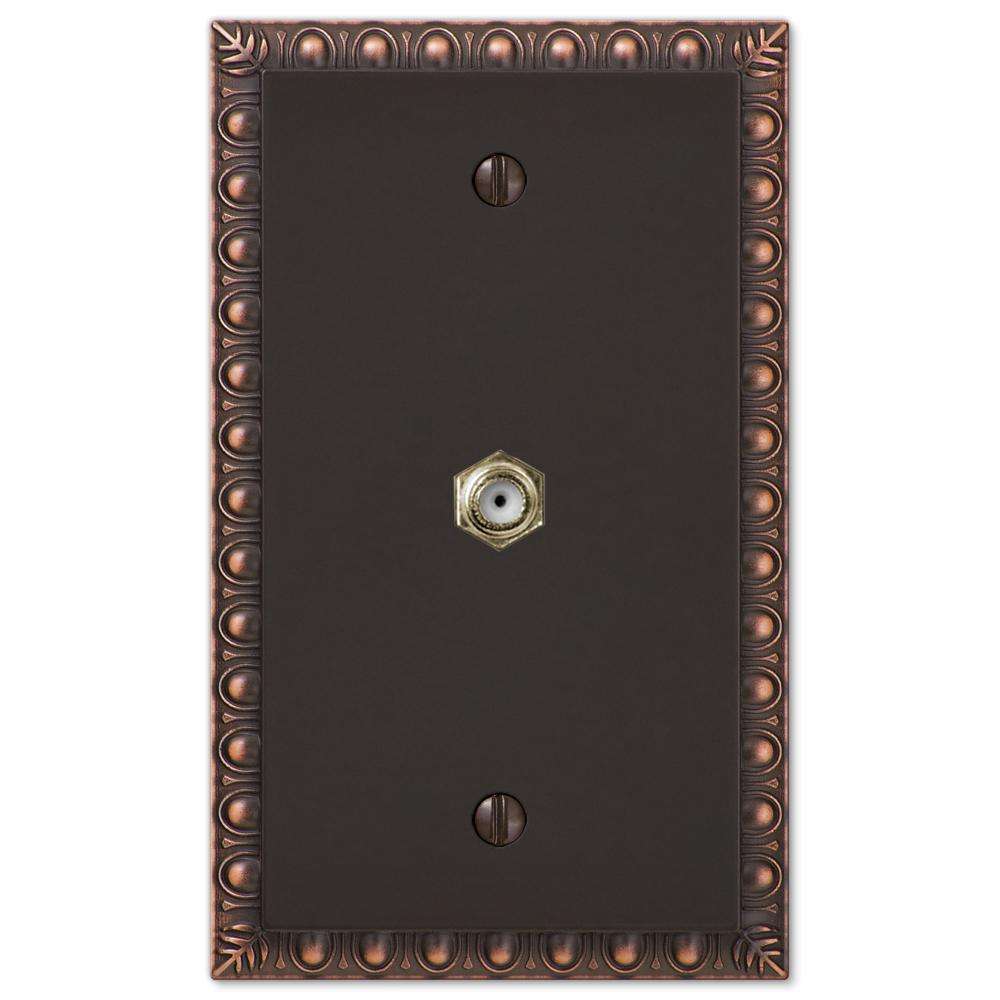 Egg & Dart Aged Bronze 1 Cable TV with Hardware - Wallplatesonline.com