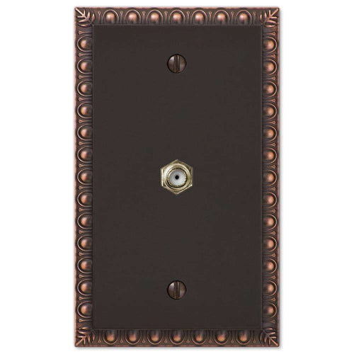 Egg & Dart Aged Bronze 1 Cable TV with Hardware - Wallplatesonline.com