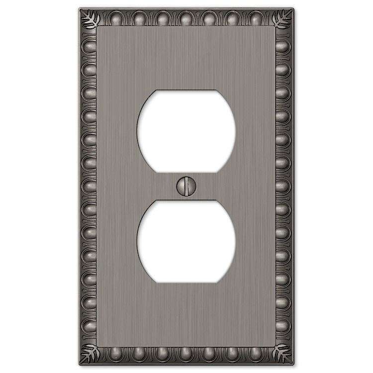 Egg & Dart Antique Nickel 1 Duplex Outlet - Wallplatesonline.com