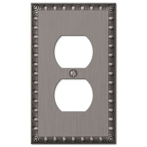 Egg & Dart Antique Nickel 1 Duplex Outlet - Wallplatesonline.com