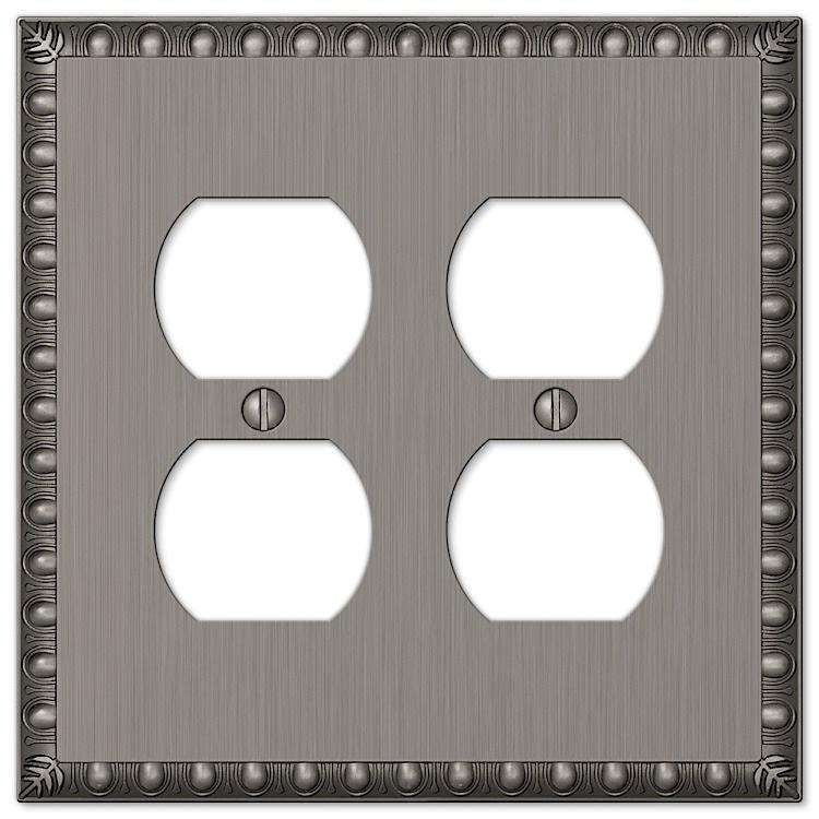 Egg & Dart Antique Nickel 2 Duplex Outlet - Wallplatesonline.com