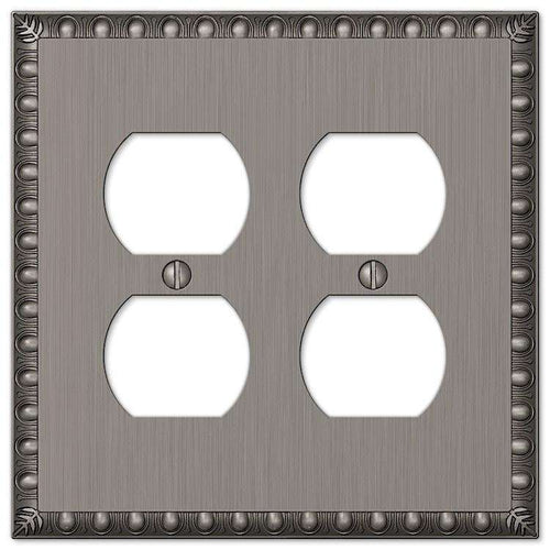Egg & Dart Antique Nickel 2 Duplex Outlet - Wallplatesonline.com