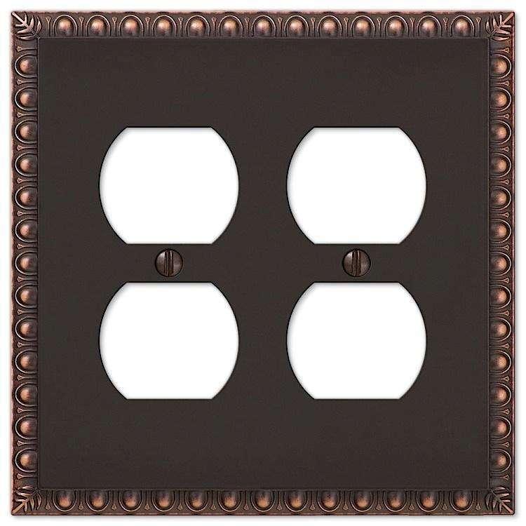 Egg & Dart Aged Bronze 2 Duplex Outlet