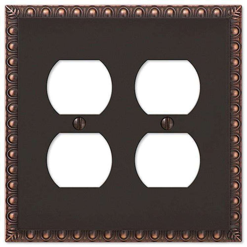 Egg & Dart Aged Bronze 2 Duplex Outlet - Wallplatesonline.com